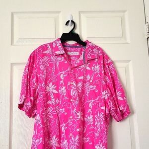 Tommy Bahama pink tropical button down shirt size L